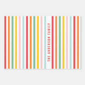 クリスマスの明るいカラフルおもしろいモダンの緑の祝日 ラッピングペーパーシート (正面2)