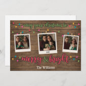 クリスマスの明るい写真ポラロイド シーズンカード (正面/裏面)