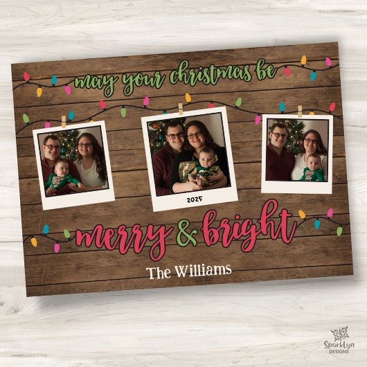 クリスマスの明るい写真ポラロイド シーズンカード