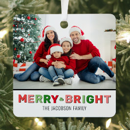 クリスマスの明るい写真 メタルオーナメント