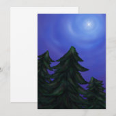 クリスマスの星が輝く松の森の絵画アート 招待状 (正面/裏面)