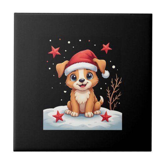 クリスマスの星と楽しい犬でお祭り気分を盛り上げよう タイル (正面)