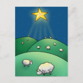 クリスマスの星の下のヒツジの群 シーズンポストカード (正面)