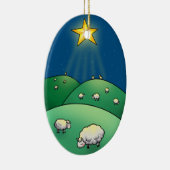 クリスマスの星の下のヒツジの群 セラミックオーナメント (右)