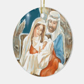 クリスマスの星の出生の絵画 セラミックオーナメント (左)