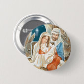 クリスマスの星の出生の絵画 缶バッジ (正面&裏面)