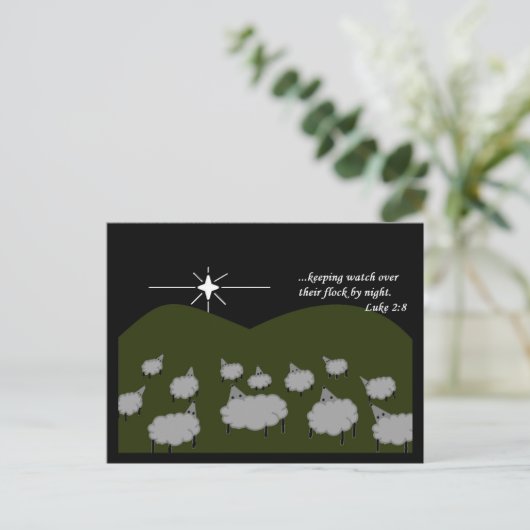クリスマスの星の羊の群れを見たルカ28 ポストカード (スタンド正面)
