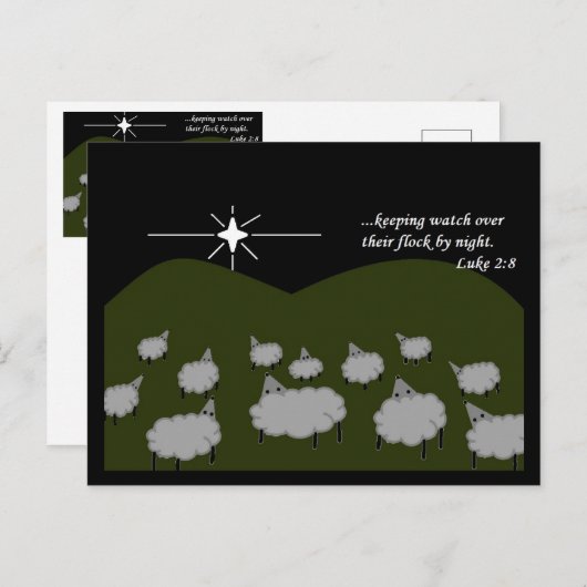 クリスマスの星の羊の群れを見たルカ28 ポストカード (正面/裏面)