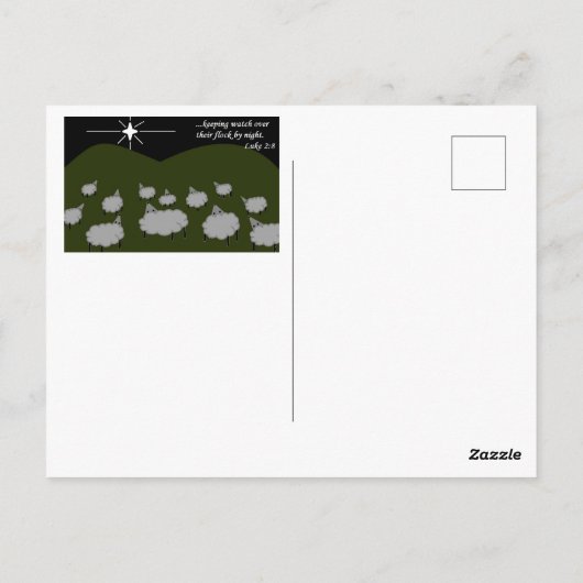 クリスマスの星の羊の群れを見たルカ28 ポストカード (裏面)