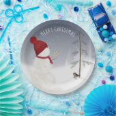 クリスマスの星の雪だるま ペーパープレート (パーティー)