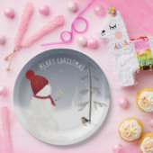 クリスマスの星の雪だるま ペーパープレート (パーティー)