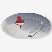 クリスマスの星の雪だるま ペーパープレート (アングル)