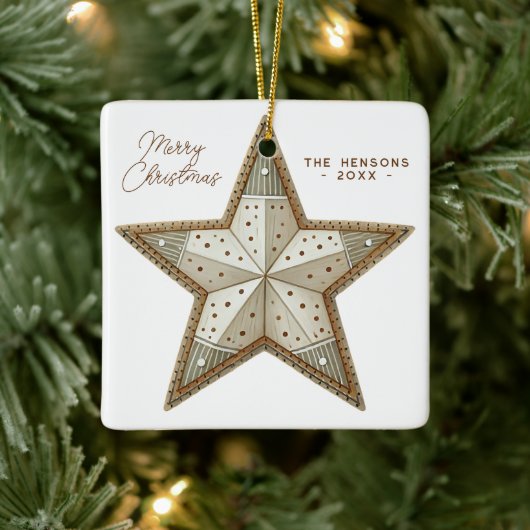 クリスマスの星の飾り メリークリスマス セラミックオーナメント (ツリー)