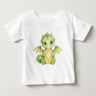 クリスマスの星を持つキュートな緑の赤ちゃんドラゴン キッズ ベビーTシャツ
