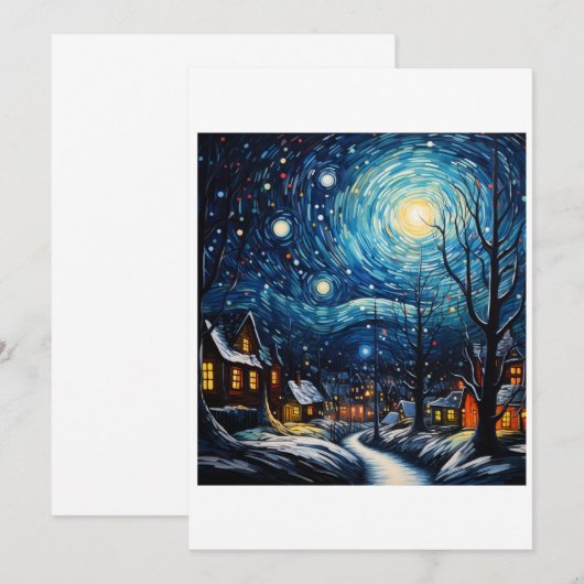 クリスマスの星空の夜 招待状 (正面/裏面)