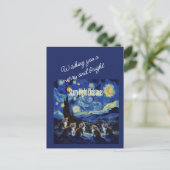 クリスマスの星空 ゴッホ風 猫好き シーズンポストカード (スタンド正面)