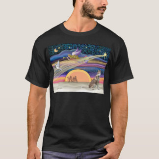 クリスマスの星 - シベリアンハスキー(赤2) Tシャツ