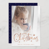 クリスマスの星 | バラ金ゴールドスクリプトと写真 シーズンカード (正面/裏面)