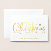 クリスマスの星 | 手書きスクリプトフォト金ゴールド 箔カード (封筒付き正面)