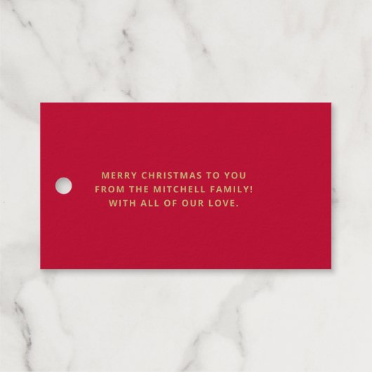 クリスマスの星 |手書きスクリプトホリデー金ゴールド ギフトタグ (裏面 (横))