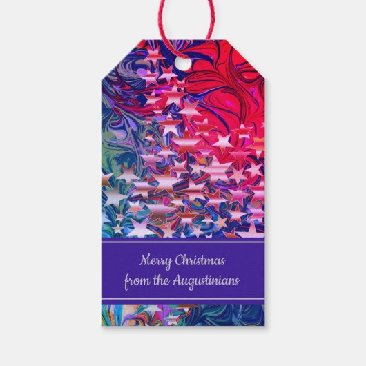 クリスマスの星 |抽象芸術冬 |パープルカスタム ギフトタグ (正面)