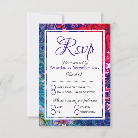 クリスマスの星 |抽象芸術冬 |フェスティバル料理 出欠カード (正面)