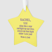 クリスマスの星/親から娘/あなた好きで輝く オーナメント (正面)