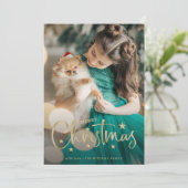 クリスマスの星 | 金ゴールド手書きスクリプトフォト シーズンカード (スタンド正面)