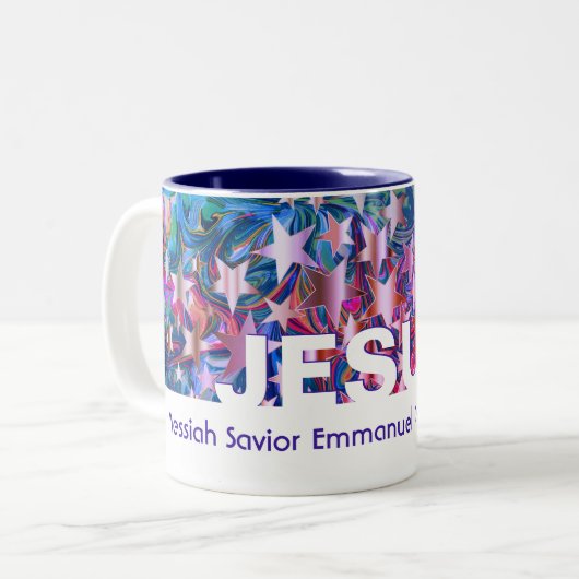 クリスマスの星 | JESUS |カスタマイズ可能な抽象芸術 ツートーンマグカップ (正面左)