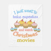 クリスマスの映画とカップケーキ フリースブランケット (正面)