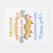 クリスマスの映画とカップケーキ フリースブランケット (正面(横))