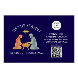 クリスマスの時期がやってきた ロゴ QR 教会の礼拝 クリスマス ポスター