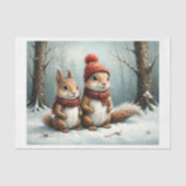 クリスマスの時期のリスの家族 薄葉紙 (正面)