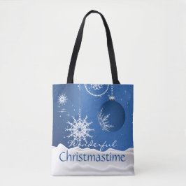クリスマスの時期の雪の結晶のオーナメントのトートバッグ トートバッグ