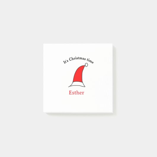 クリスマスの時期 サンタの赤い帽子 名前 シンプルで楽しい ポストイット (正面)