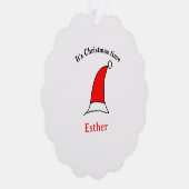クリスマスの時期、サンタの赤い帽子 名前 シンプル 可愛い オーナメントカード (右)