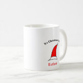 クリスマスの時期、サンタの赤い帽子 名前 シンプル 可愛い コーヒーマグカップ (正面右)