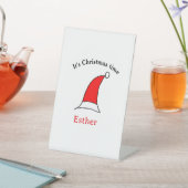 クリスマスの時期、サンタの赤い帽子 名前 シンプル 可愛い 台座サイン (インサイチュ)