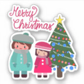 クリスマスの時間のシ独身のステッカー シール (正面)