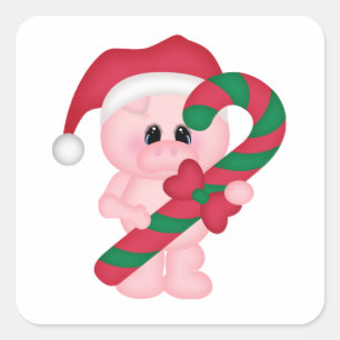 クリスマスの時間ブタ スクエアシール
