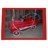 クリスマスの普通消防車のおもちゃワゴン ラージペーパーバッグ (正面)