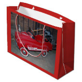 クリスマスの普通消防車のおもちゃワゴン ラージペーパーバッグ (裏面アングル)