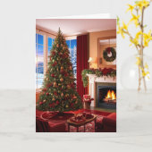 クリスマスの暖かいクリスマスカード カード (黄色い花)