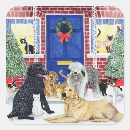 クリスマスの暖かさ スクエアシール (正面)