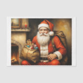 クリスマスの暖炉のそばのサンタクロース 薄葉紙 (正面)