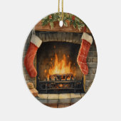 クリスマスの暖炉のオーナメント|お名前入り セラミックオーナメント (右)