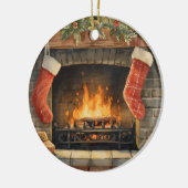 クリスマスの暖炉のオーナメント|お名前入り セラミックオーナメント (左)