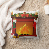 クリスマスの暖炉 クッション (ブランケット)