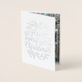 クリスマスの書道写真すてきを持っている 箔カード (正面)