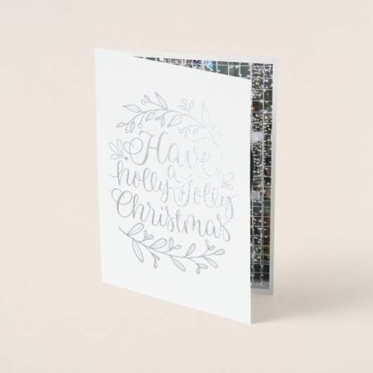 クリスマスの書道写真すてきを持っている 箔カード (正面)
